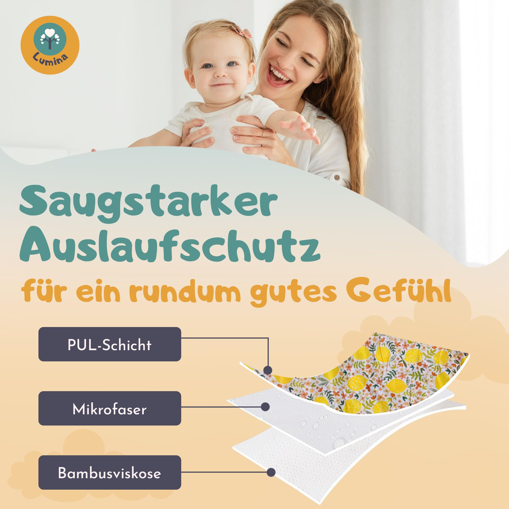 Lumina Windelrock Cats & Milk – Stilvoller Auslaufschutz für Babys & Kinder ab 6 kg bis 3 Jahren – Trainingshose & Überhose in der Nacht – Saugfähige Windelhose atmungsaktiv & waschbar, Größe 1