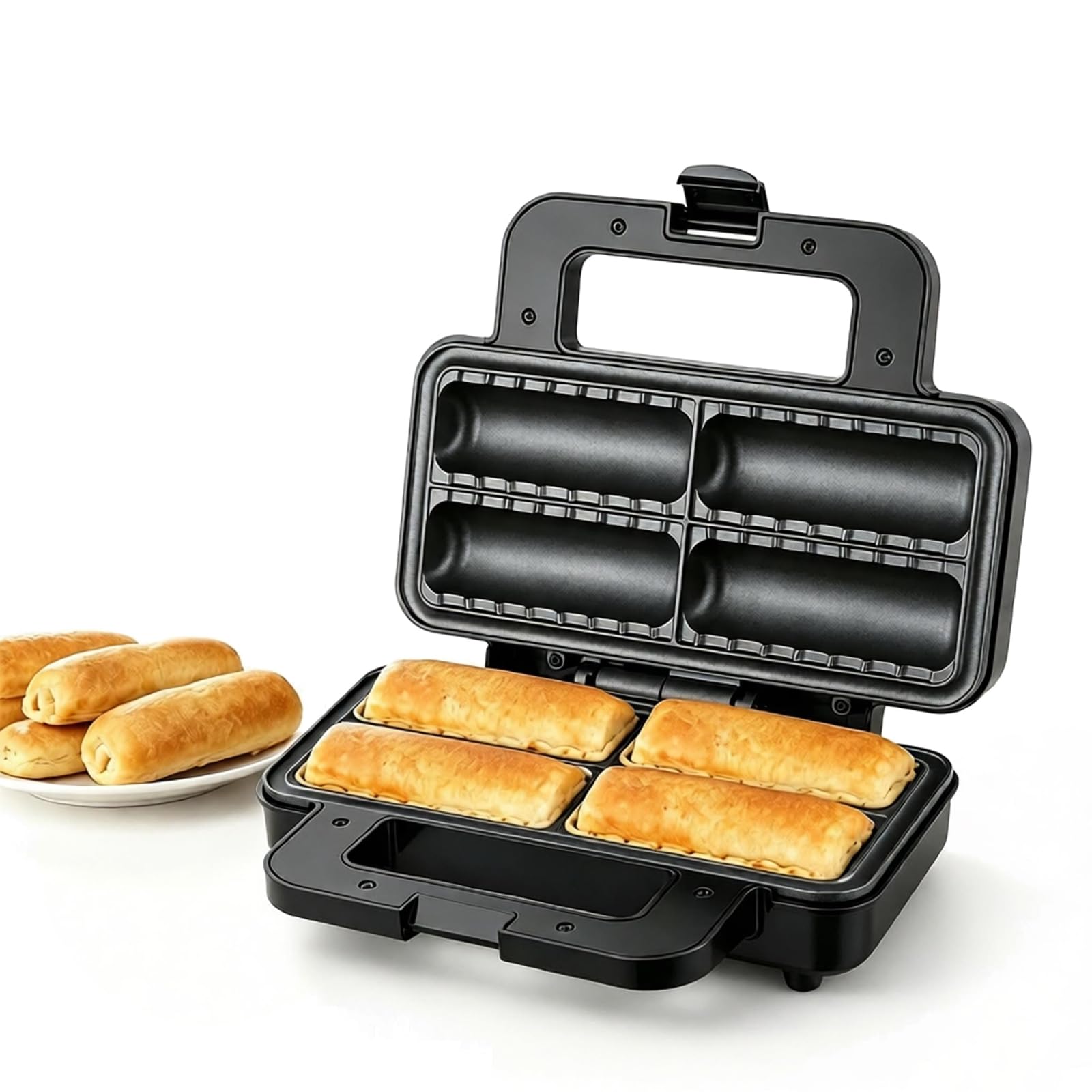 Máquina Comercial De 4 Piezas Para Hacer Rollitos De Huevo, Máquina Para Hacer Rollitos De Salchicha De 800 W, Con Luces Indicadoras, Placas Antiadherentes, Máquina Para Hacer Corn Dogs