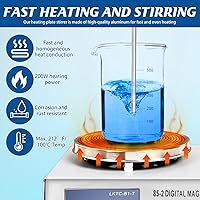Vista 5 de 85-2 Magnetic Stirrer Hot Plate with Stir Bar, LED Digital Display, 0-2600RPM Adjustable, Lab Heating Mixer for Liquid Stirring