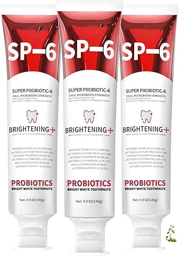 Sp-6 Probiótico, pasta de dientes blanqueadora, contiene probióticos blanqueadores sin flúor, refrescante sabor a menta, pasta de dientes