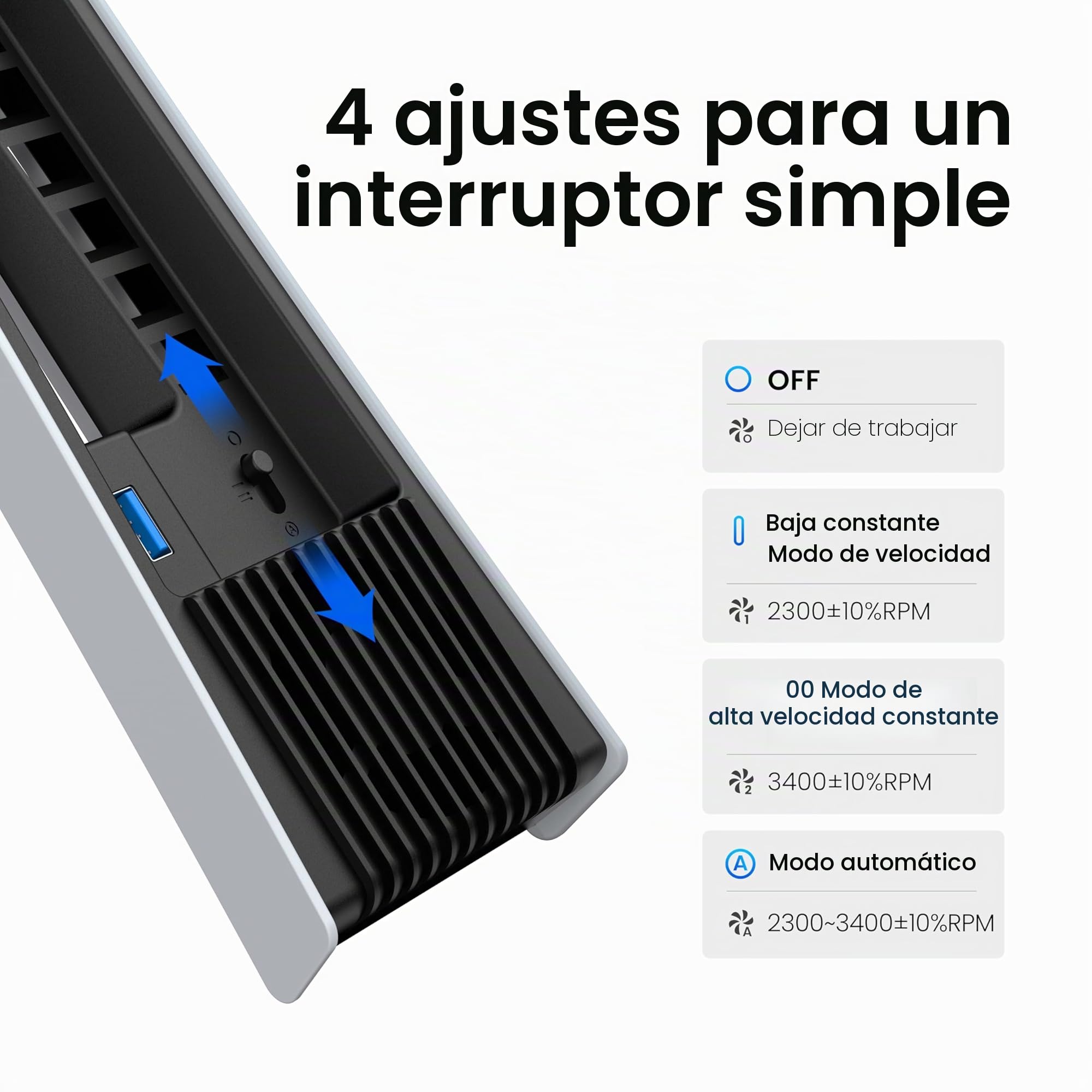 KIWIHOME Ventilador de Enfriamiento Mejorado para PS5 Pro con 4 Ventiladores y 36 Aspas, Enfriamiento más Silencioso con Velocidad Ajustable, Apagado Automático,No para PS5 2020/Versión Slim 2023