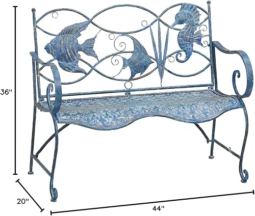 Miniatura 2 de Cape Craftsmen Evergreen - Banco costero de peces azules resistentes a la intemperie  Soporta hasta 440 libras  Mueble para césped, jardín, patio,