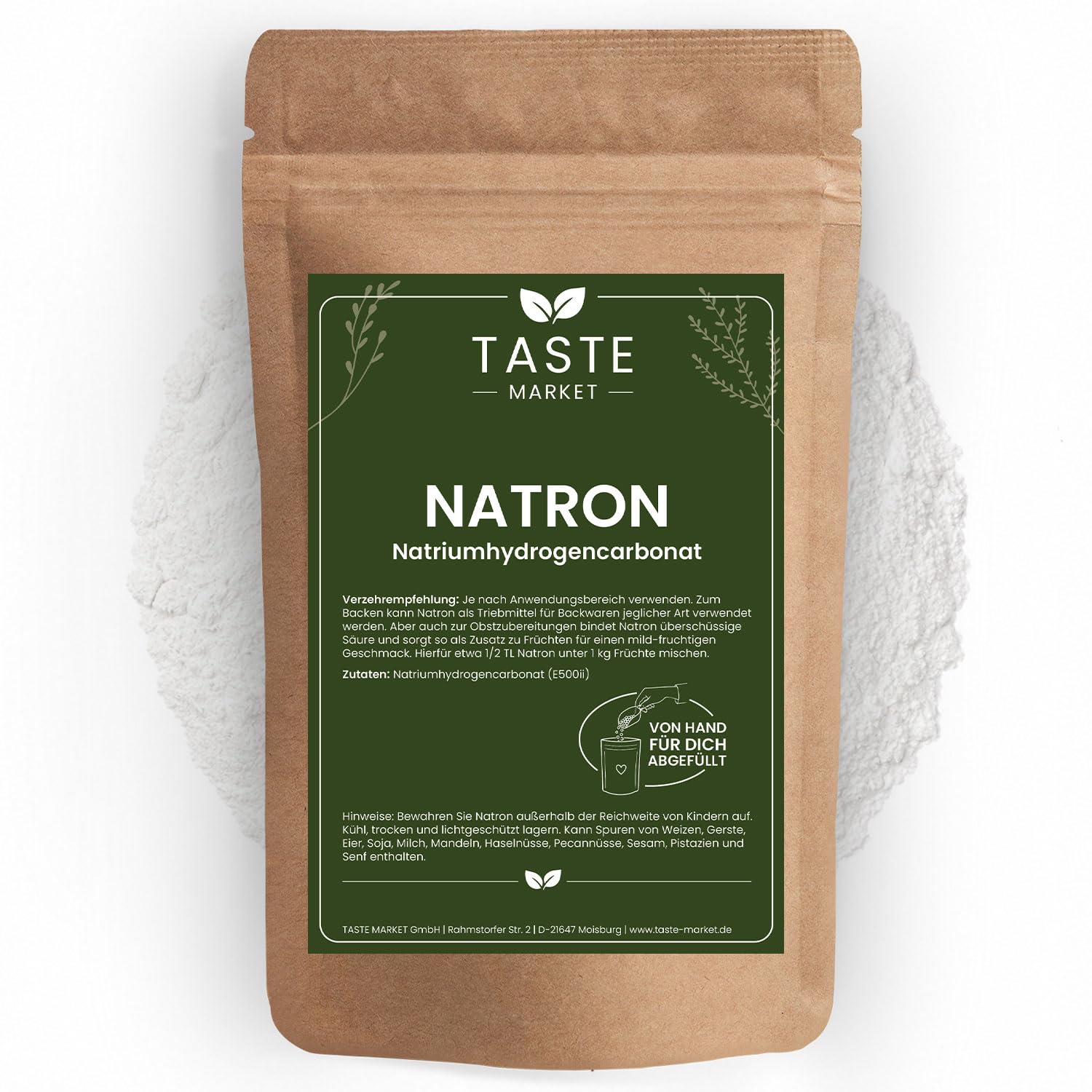 Natron Pulver 25 kg in Lebensmittelqualität | Natriumhydrogencarbonat E500 | Hausmittel zum Backen und Putzen | Backpulver | Backsoda