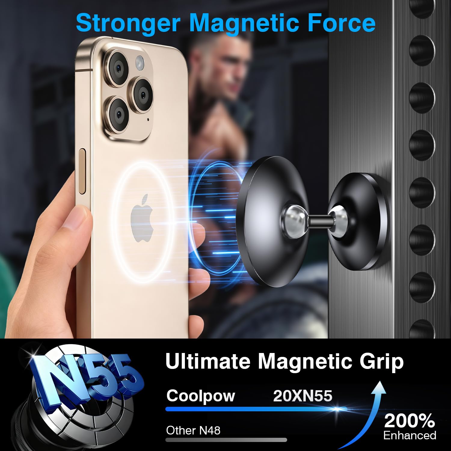 ARMOLABX Gym Magnetic Phone Holder Mount, Magnetic Phone Holder For Gym - View #5