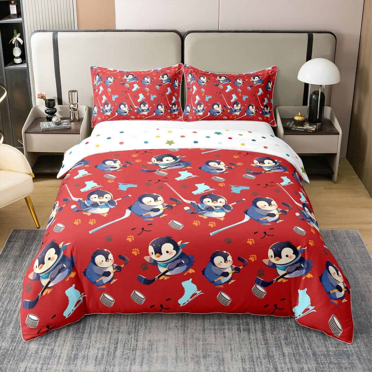 Parure de lit enfant coton anti-transpiration pour literie saine avec 2 taies d'oreiller