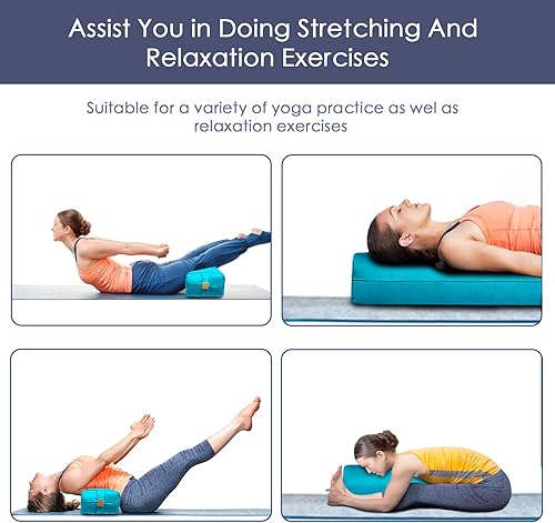 Miniatura 6 de Almohada de yoga (26 x 10.5 x 5.5 pulgadas), almohada de yoga rectangular para meditación de apoyo para yoga restaurativo, 100% algodón, almohada de