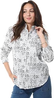 بلوزة بأزرار بنمط غربي مشجر للنساء، من اندورا