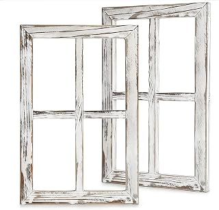 California Cade Electronic Rustic Barnwood Window Frames Set of 2 - Farmhouse Wall Decor DIY Crafts Home Outdoor White