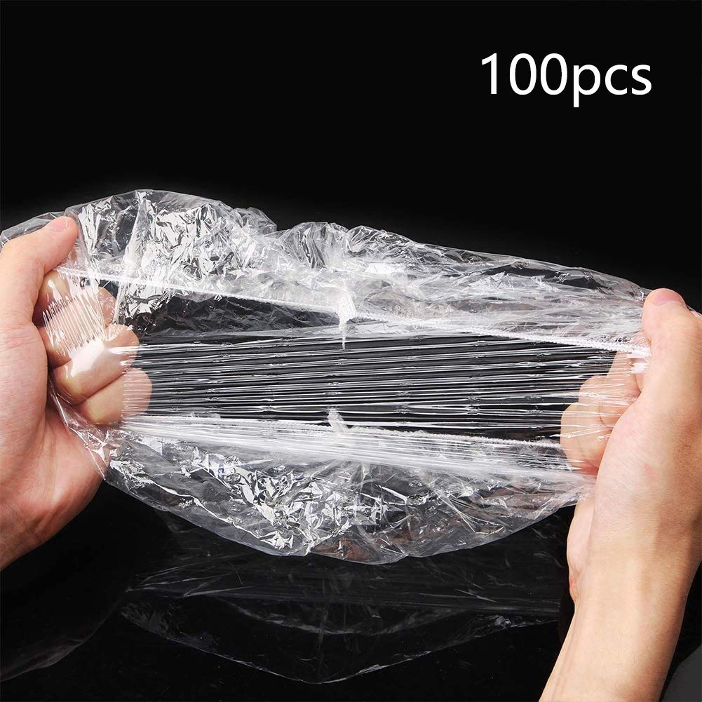 Pasuihcay 100Pcs Reusable Food Keep Storage Covers Elastic Clear Bowl Covers Dish Plastic Covers for Family Outdoor Picnic, Transparent