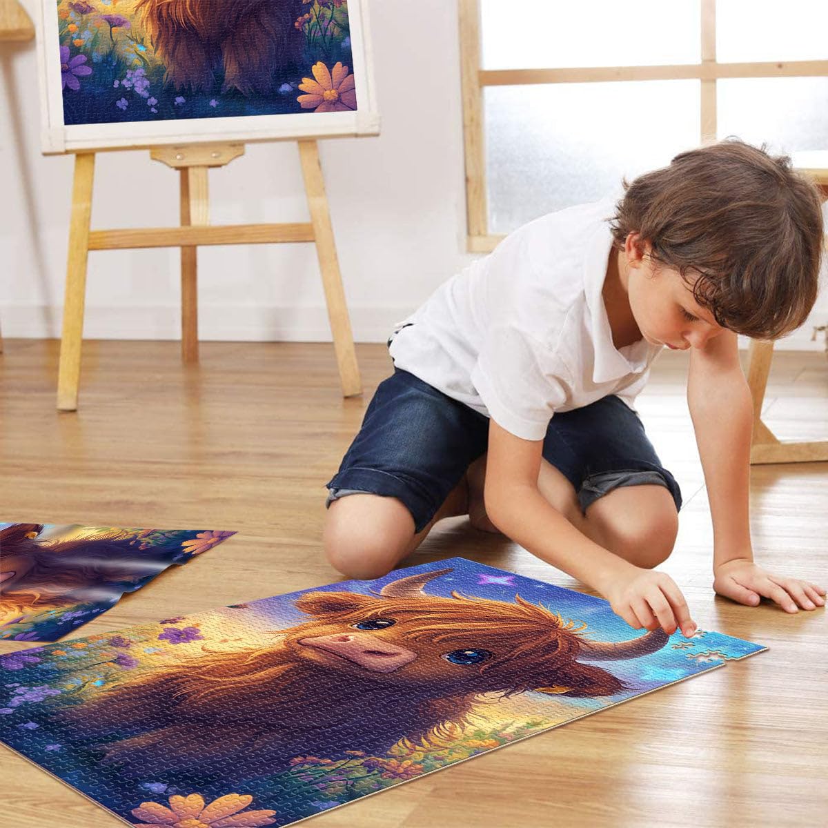 Puzzles Adultes 2000 pièces Mignon bébé Yak Jeux éducatifs à Domicile Jouets de Bricolage Cadeaux du Père Noël Secret 27,56 po x 39,37 po et Adolescents de 14 Ans et Plus