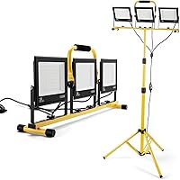 Aiptertet 30000 Lumen LED Work Light with Tripod Stand, 3 Adjustable Heads, 360° Rotatable, IP66 Waterproof, 6500K Daylight