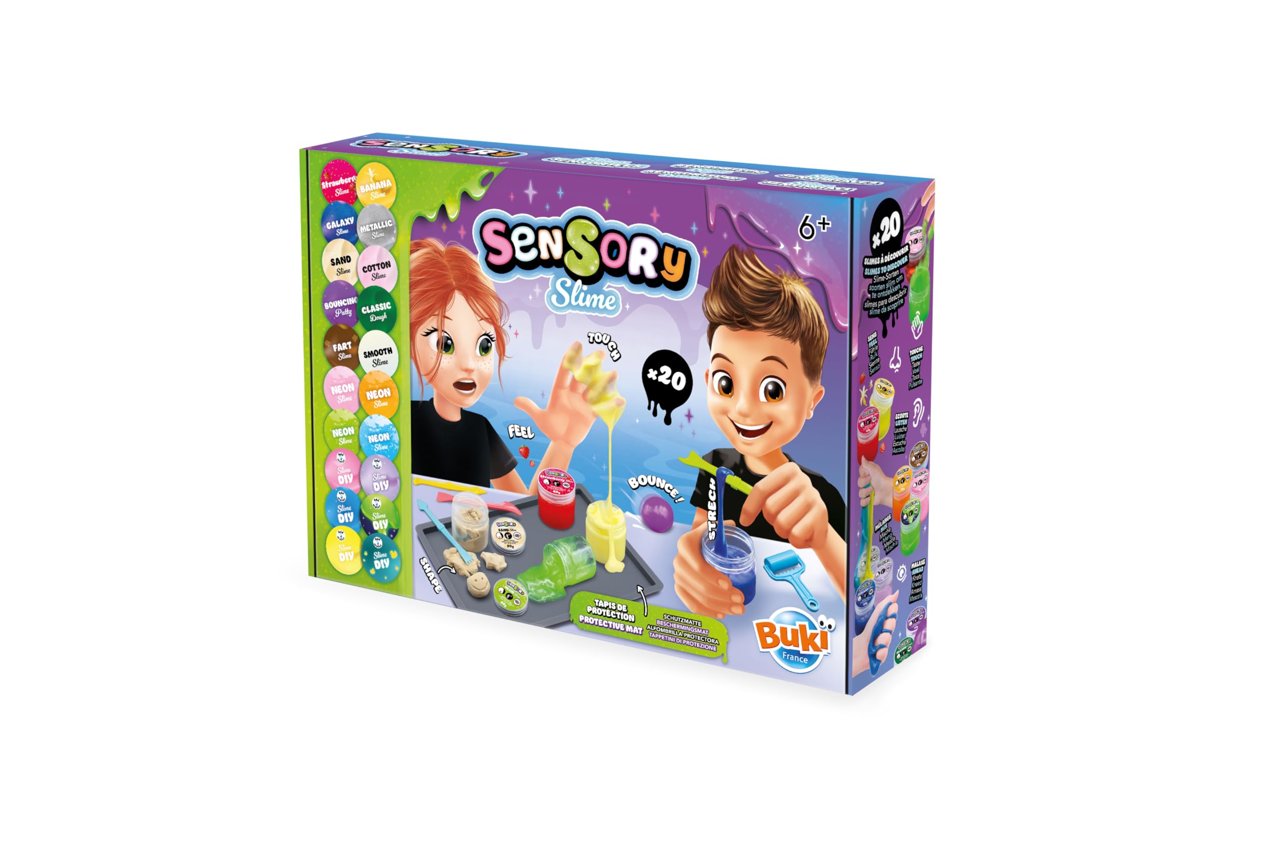 Coffret Slime Enfant 20 Slimes à Créer – Glow, Galaxy, Métallique, Cotton – Kit DIY Avec Tapis Et Notice