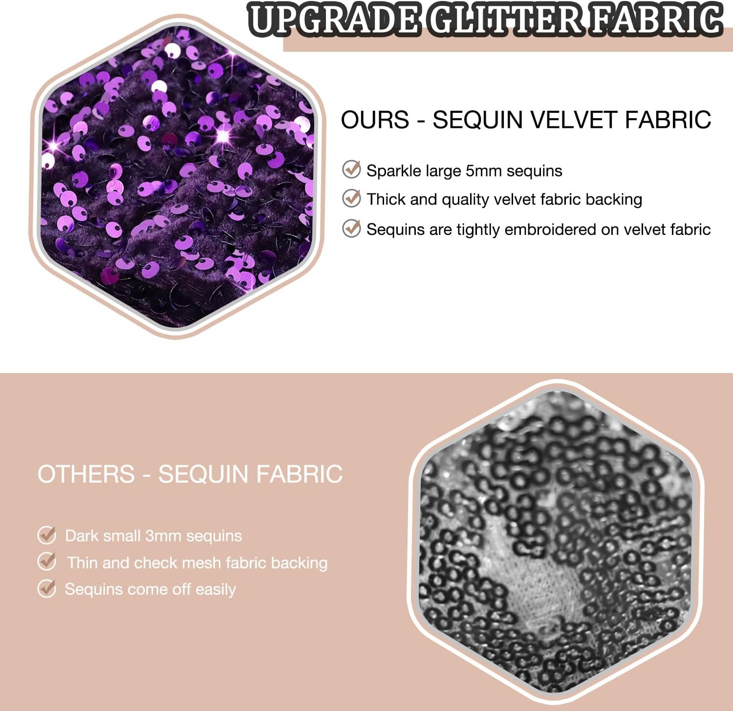 Purple Sequin Fabric by The Yard 5 Yards Velvet Sequin Fabric Metallic Mermaid Fabrics Glitter Material for Quilting Sparkly Stretch Fabric Paillette Fabric Sequins for Sewing Gowns Dress