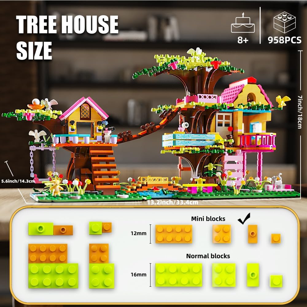 Creative Tree Building Block Set,958pcs Mini Brick Toy for Kids Girls Age 10 11 12 14 - Image 3