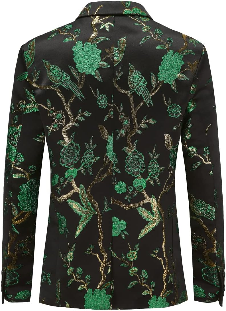 Cloudstyle Mens 2 Piece Floral Dress Suit One Button Dinner Tuxedo Jacket & Pants - Image 3