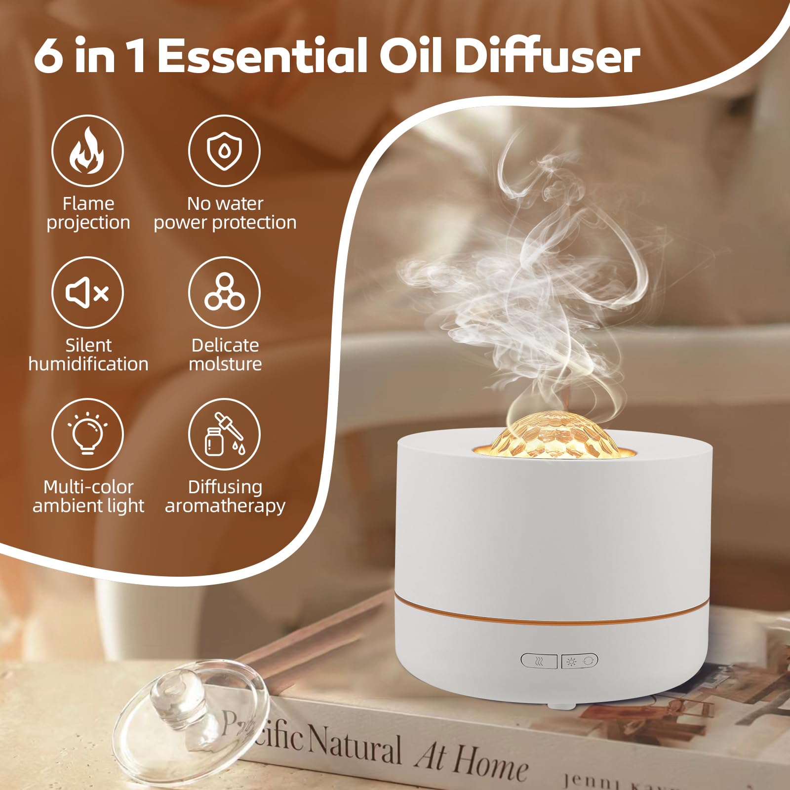 Humidificador de bebé con niebla fría para dormitorio, silencioso, con luz nocturna y proyector estrella, 500 ml, humidificador pequeño para el hogar, niños, niñas