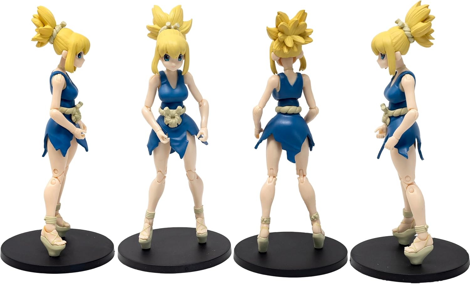 Boss Fight Studio Dr. Stone Kohaku Action Figure – Highly Articulate Collectible Figurine with Accessories Including Alternate Heads and Hands, Knives, Shield, and Water Barrel – 4” Scale