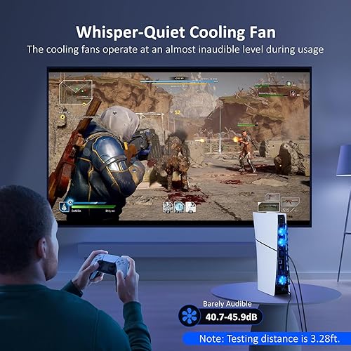 Miniatura 7 de NexiGo PS5 Silencioso Ventilador de Refrigeración Mejorado con Velocidad Ajustable, EncendidoApagado Automático, con Puerto USB 3.0, Sistema de