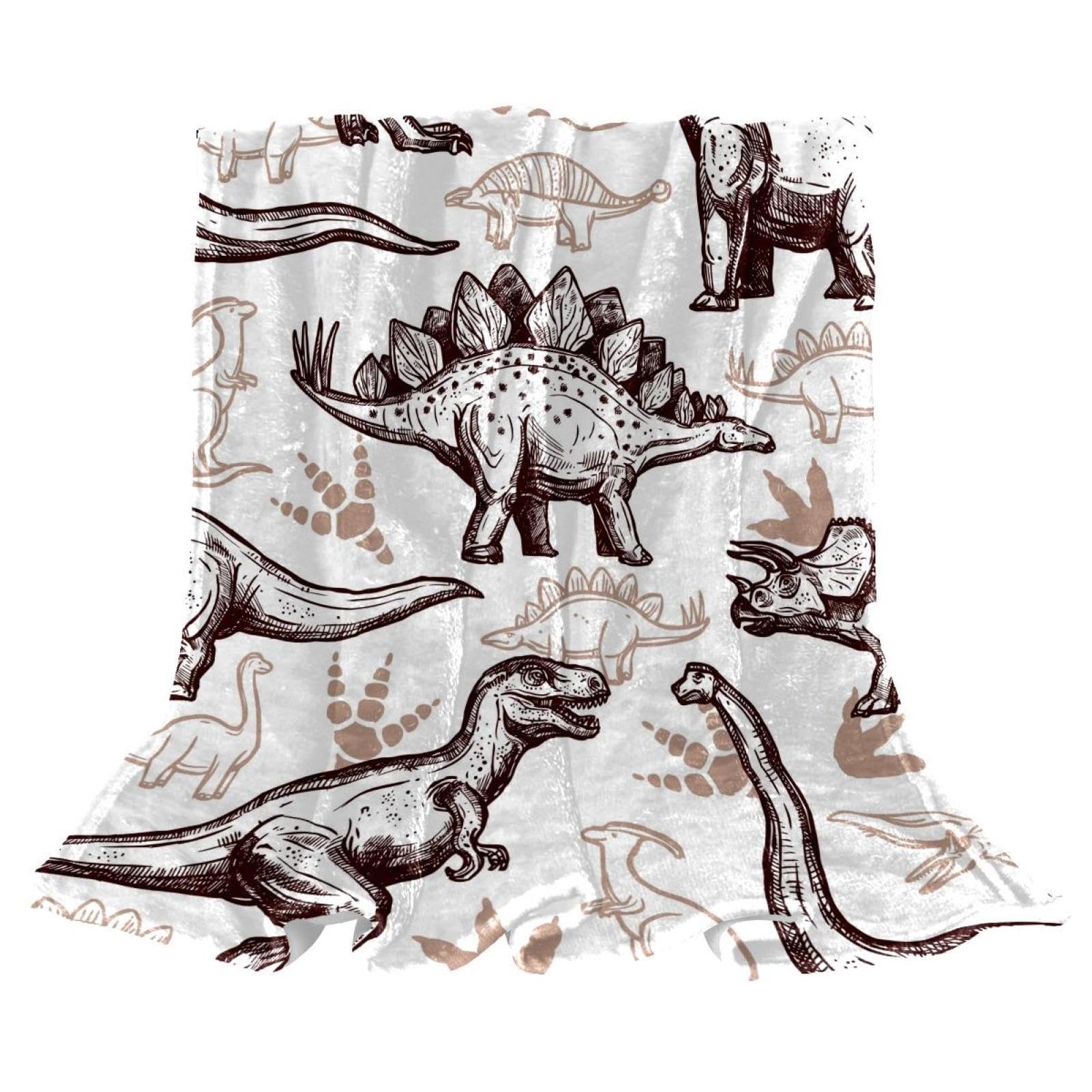 Couverture Polaire Dinosaure Brun couverture plaid chaude douce pour lits canapés 150x100