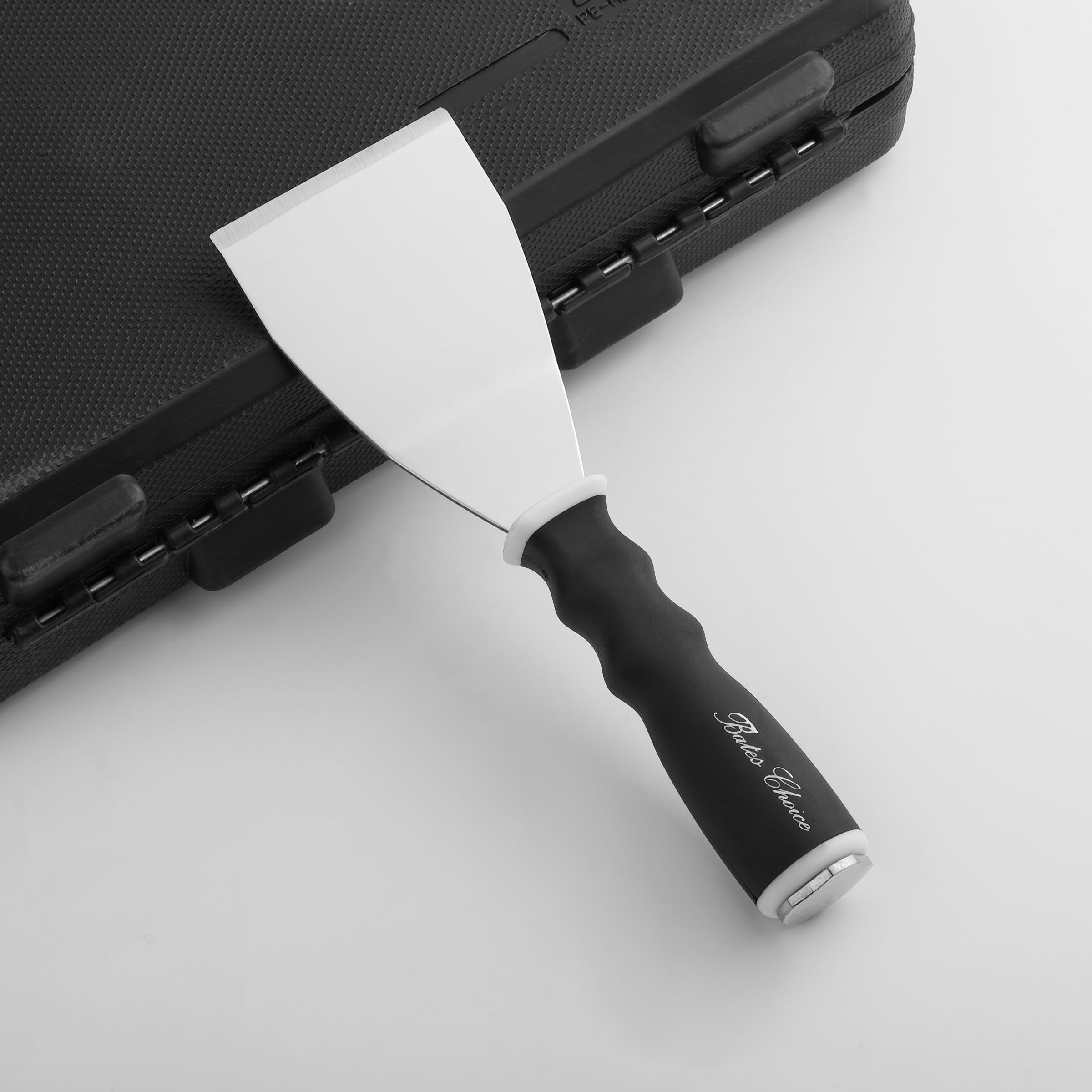 Bates- Bent Scraper, 3", Stainless Steel, Soft Grip & Heavy Duty, Hammer End, Drywall Spackle Knife, Metal Paint Scraper Tool for Wood, Putty Knife Scraper, Wall Scraper, Drywall Knife, Scrappers Tool