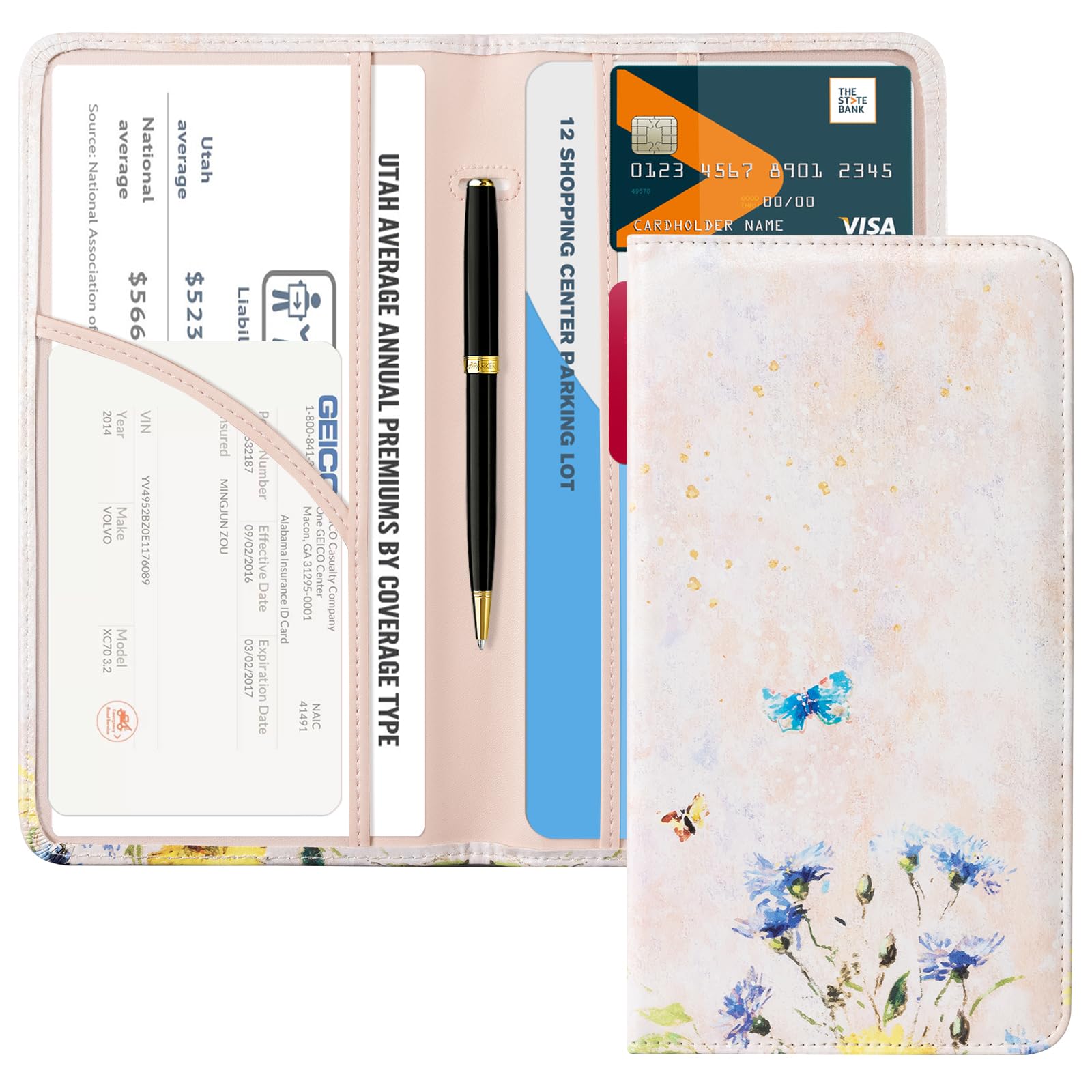 CoBak Car Registration and Insurance Holder | Vehicle Glove Box Car Organizer,Auto Truck Comparment Accessories Case with Magnetic Closure for Driver License,Cards
