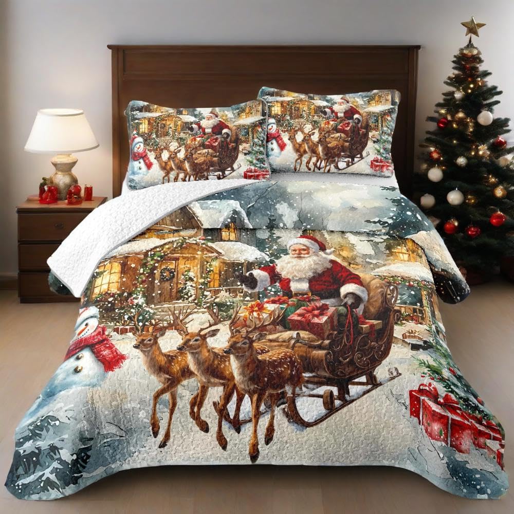 ITFRO Quilt Set Queen Size Bedding Sets Ultra Soft Microfiber Comforter Set Lightweight Boho Floral Botanical Bedspread Coverlet for All Season with 2 Shams Blue (Blue Flower, Queen) | Soft Lightweight