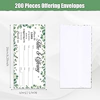 Vista 2 de 200 sobres de donación de diezmos para la iglesia con diezmos de papel verde y sobres de factura de eucalipto, cheques de diezmo de iglesia y sobres