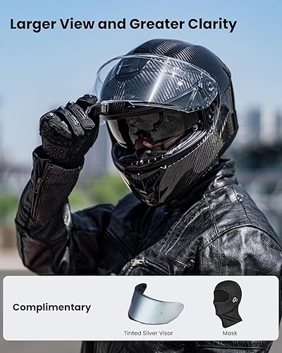 Vista 30 de ILM 861A - Casco de motocicleta de cara completa para adultos, unisex, para motos, motos de cross, vehículos utilitarios, motos de nieve, con visera