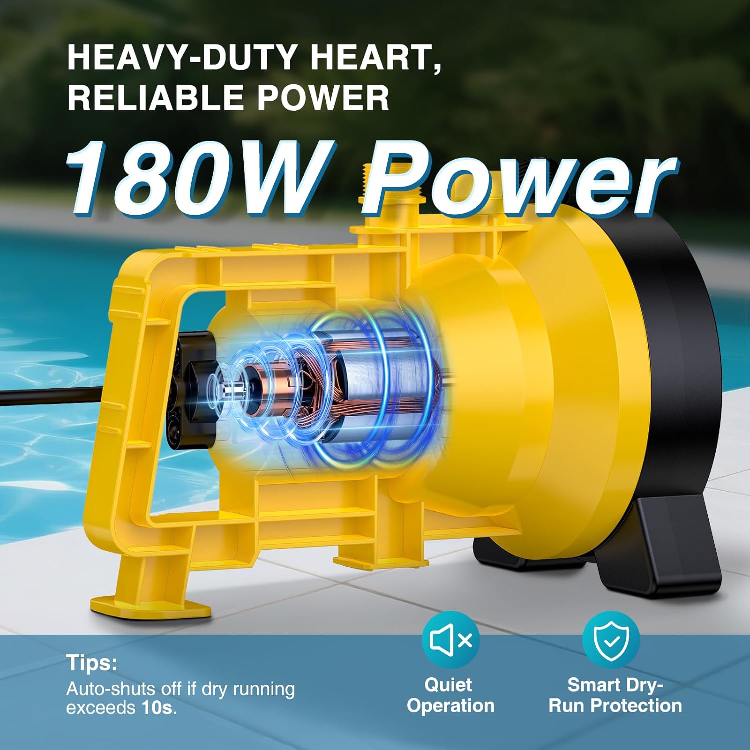 CrestWave Cordless Water Transfer Pump Compatible with Dewalt 20V Battery (Tool Only), 1320 GPH Battery Powered Water Pump with Low-Water Suction Cup & 10-Pattern Spray Gun, Ideal for Garden, Basement