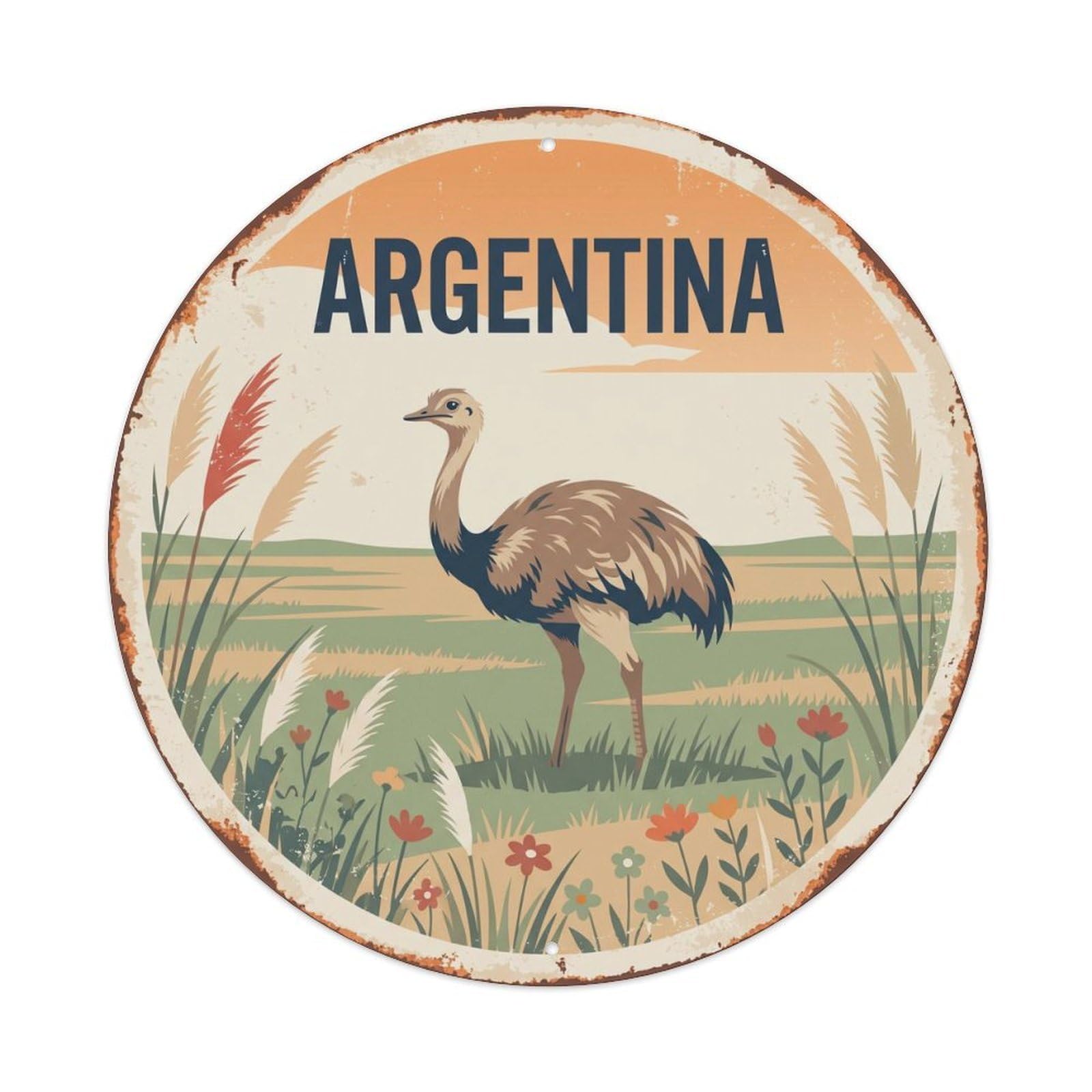 Argentina Rhea Pampas Grassland Metal Tin Sign