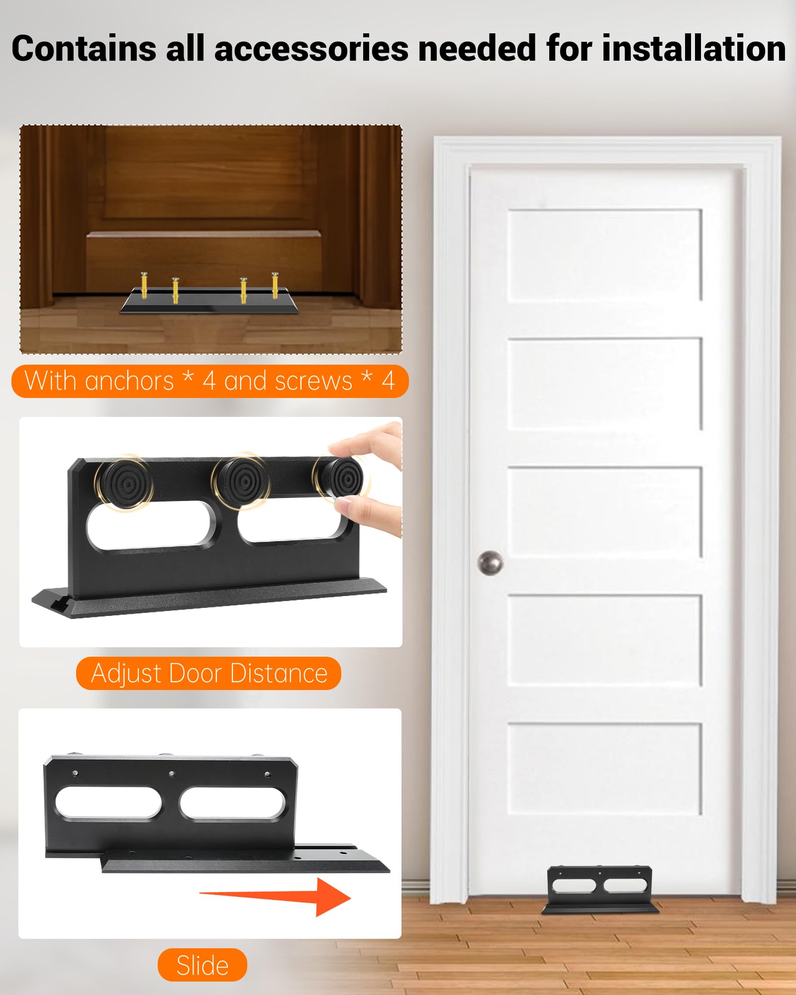 Soporte de puerta de seguridad francés, de metal pesado, con amortiguador de goma, soporta 3000 libras, evita robos de entrada/ladrones, apto para puerta manchada, puerta estándar, puerta