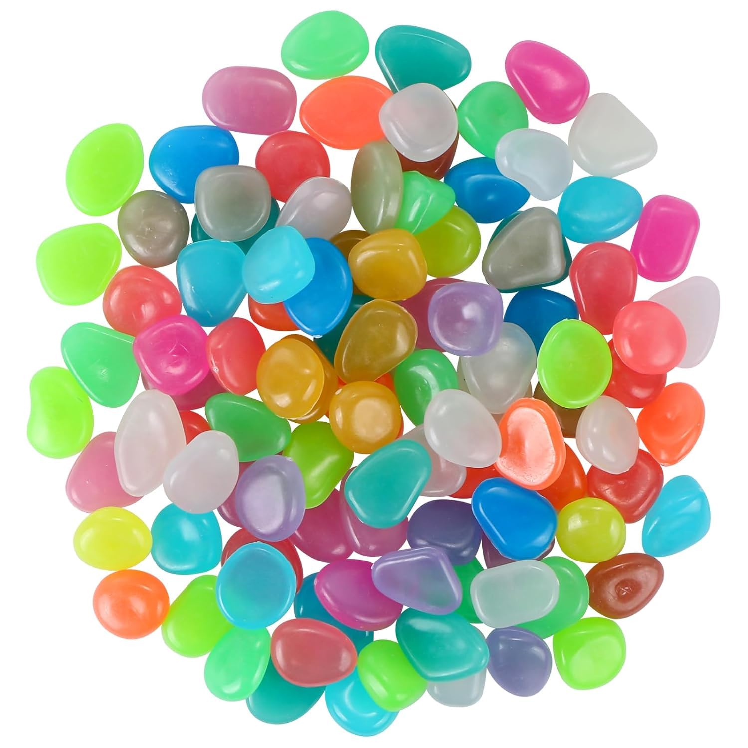 100 PCS Glow in The Dark Pebbles, Luminous Garden Stones for Outdoor Pathways, Fish Tank Aquarium Decor, Garden Landscaping, Walkway, Vase Fillers, Home Decoration, Mixed Color Glow Rocks-image-14