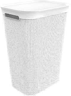 rotho. 1023501023 Collecteur de lavage 50l avec couvercle et 2 poignées, Plastique (PP) sans BPA, Gui Blanc, (43,1 x 34 x 52,9 cm)