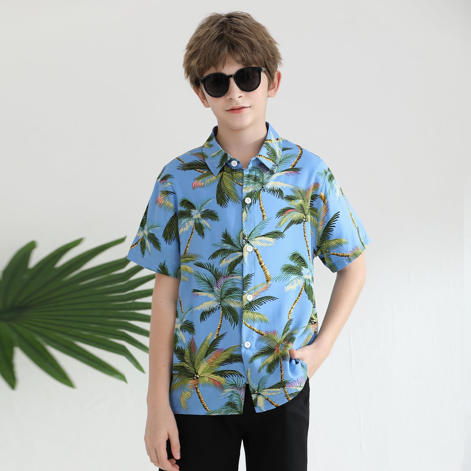 Camicie hawaiane estive a maniche corte con bottoni a maniche corte tropicali con palme floreali da spiaggia abiti da vacanza camicia