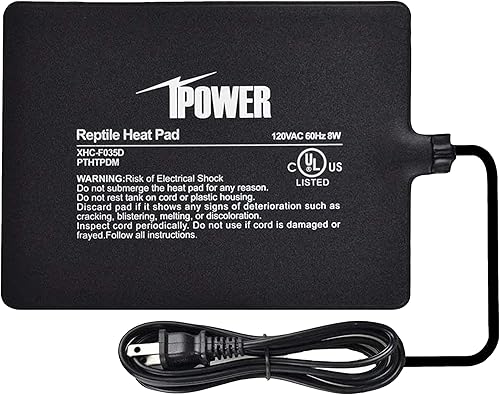 iPower Almohadilla térmica de reptil para debajo del tanque calentador de terrario para tortuga, lagarto, rana, serpiente, reptil y otros animales