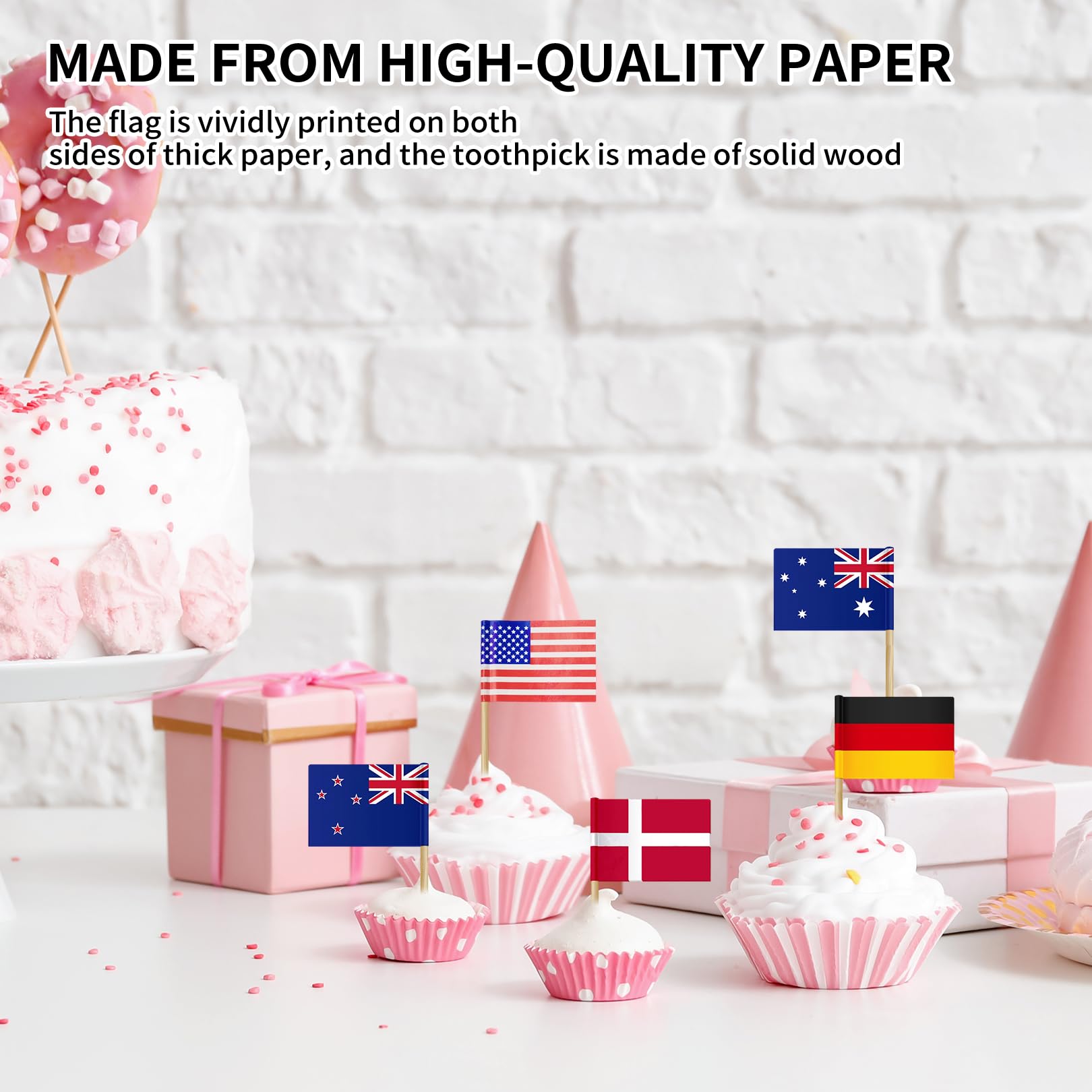 Drapeaux du monde Set 100 Pièces Mini Drapeaux Cure-dents 3,5x6,5 cm Décoration