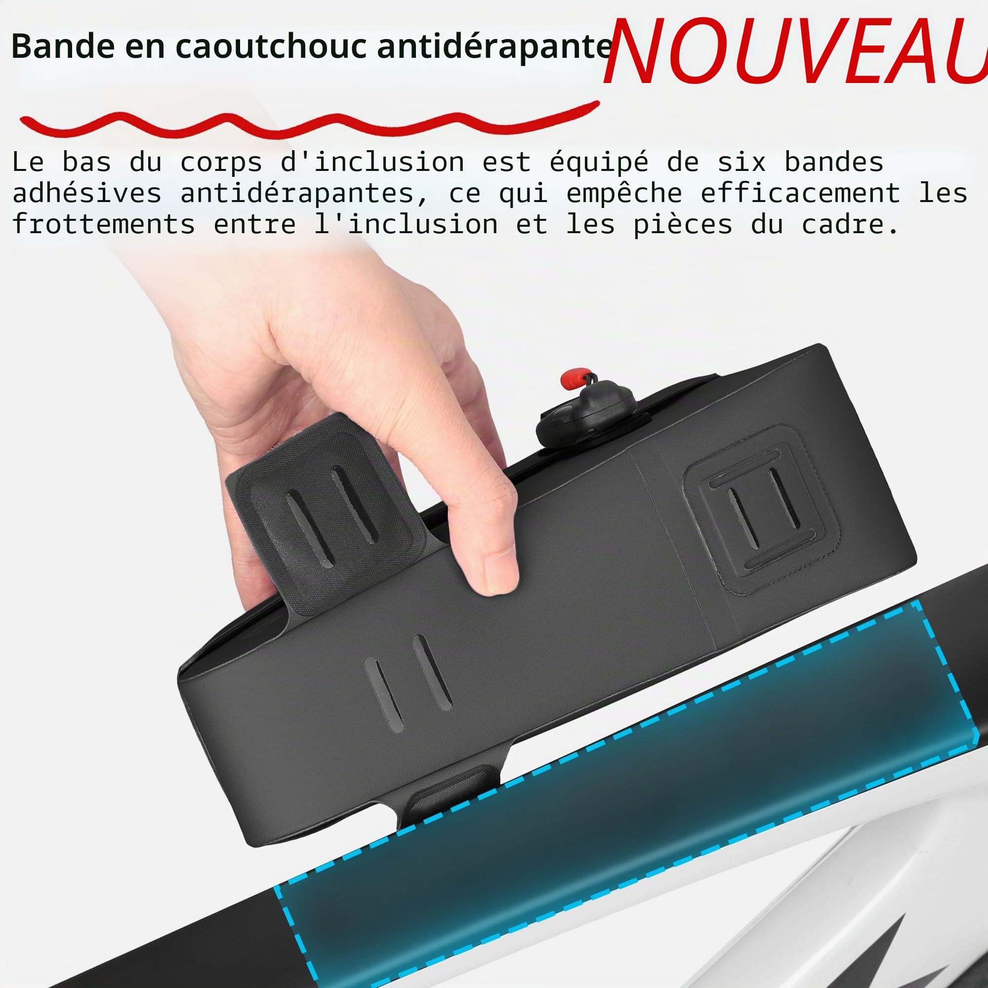 Rhinowalk Sac de cadre de vélo, entièrement étanche et stable, sac de cadre de vélo, accessoires professionnels pour vélo de montagne, noir