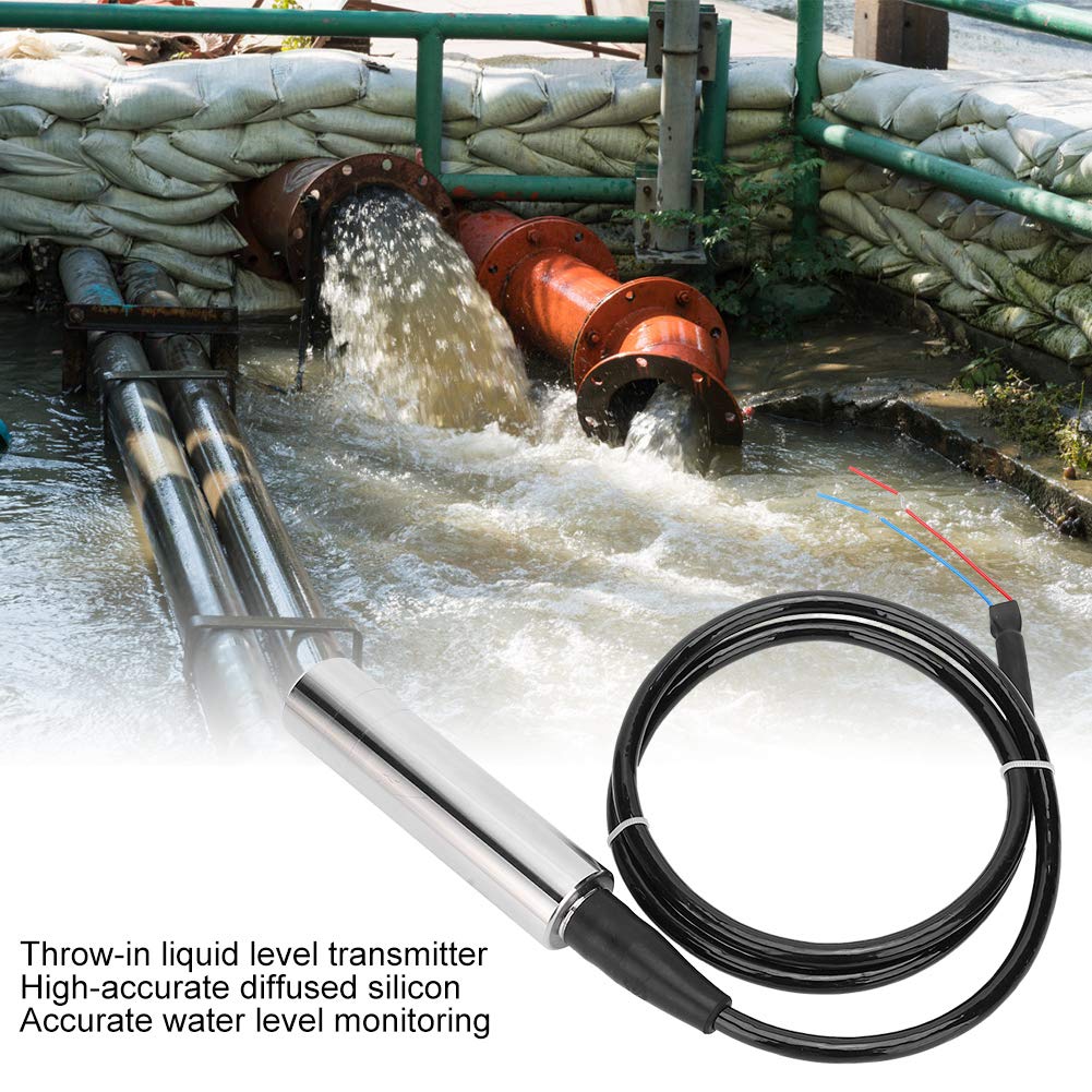 SIXRUN Transmisor de Nivel de Líquido Sensor de Nivel Preciso de Acero Inoxidable para Tanque de Agua de 0-5 M con Salida Digital (Rango de medidor de Hilo de 1 Metro.)