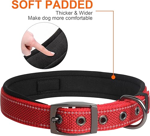 Miniatura 4 de Fida Collar para perro resistente, ultra cómodo y acolchado de neopreno suave, collar de nailon reflectante ajustable para mascotas con hebilla de