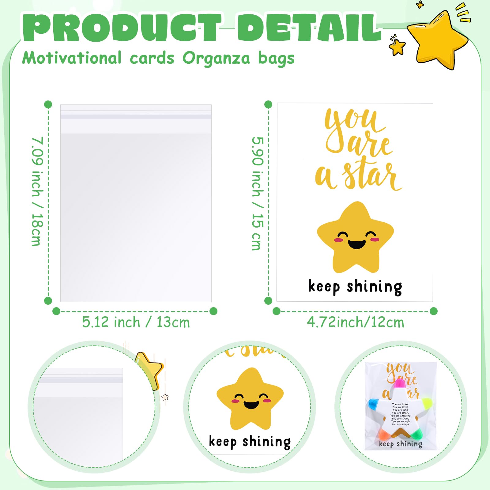 AmazingSpark 24 Sets zum Jahresende Geschenke für Studenten, Stern-Textmarker mit Aufschrift "You're a Star", Geschenktüten, Abschlussfeier, Partygeschenk