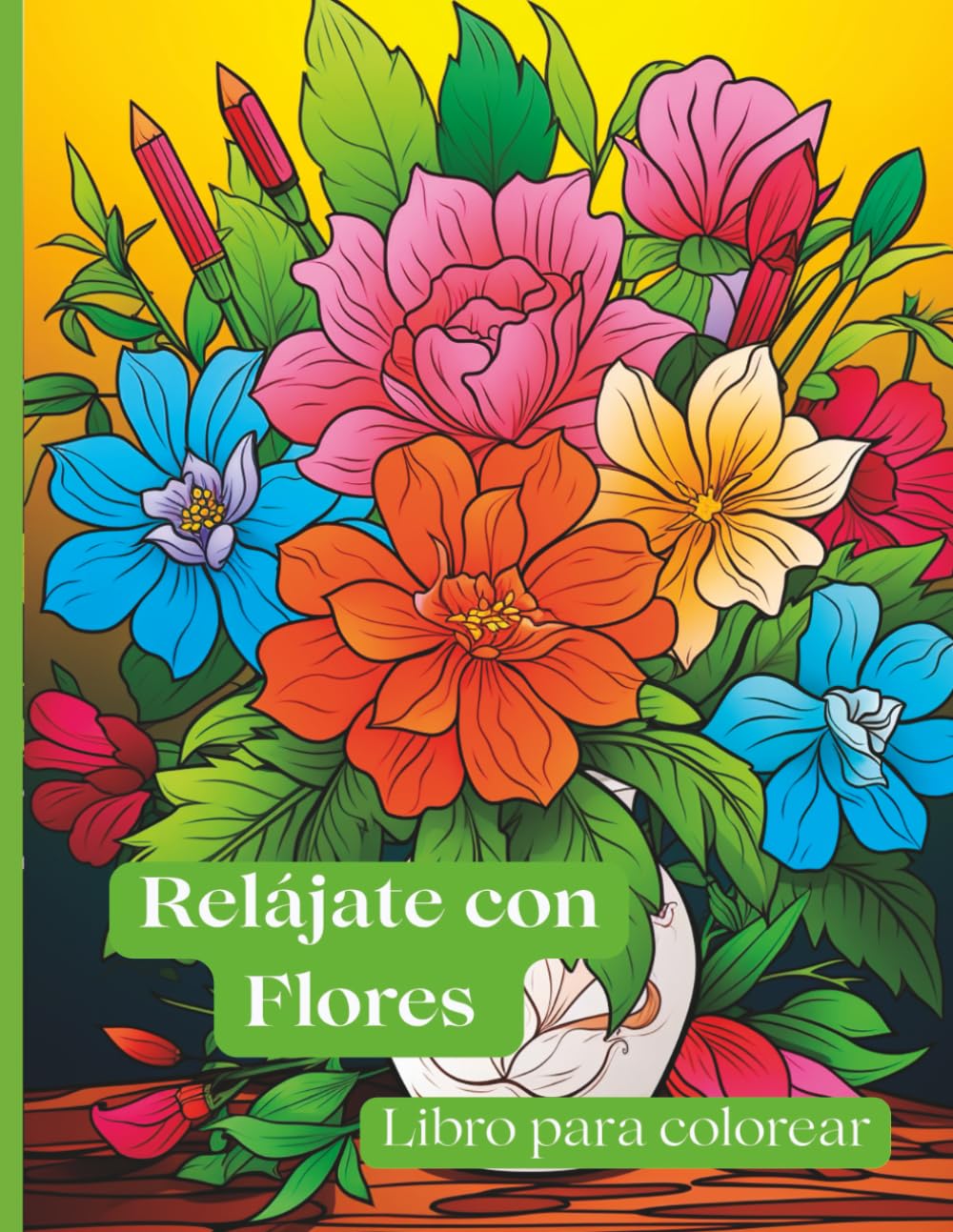 Relájate con Flores – Libro para colorear para adultos: 50 hermosas ilustraciones florales para colorear – ideal para relajarse, meditar y liberar el estrés