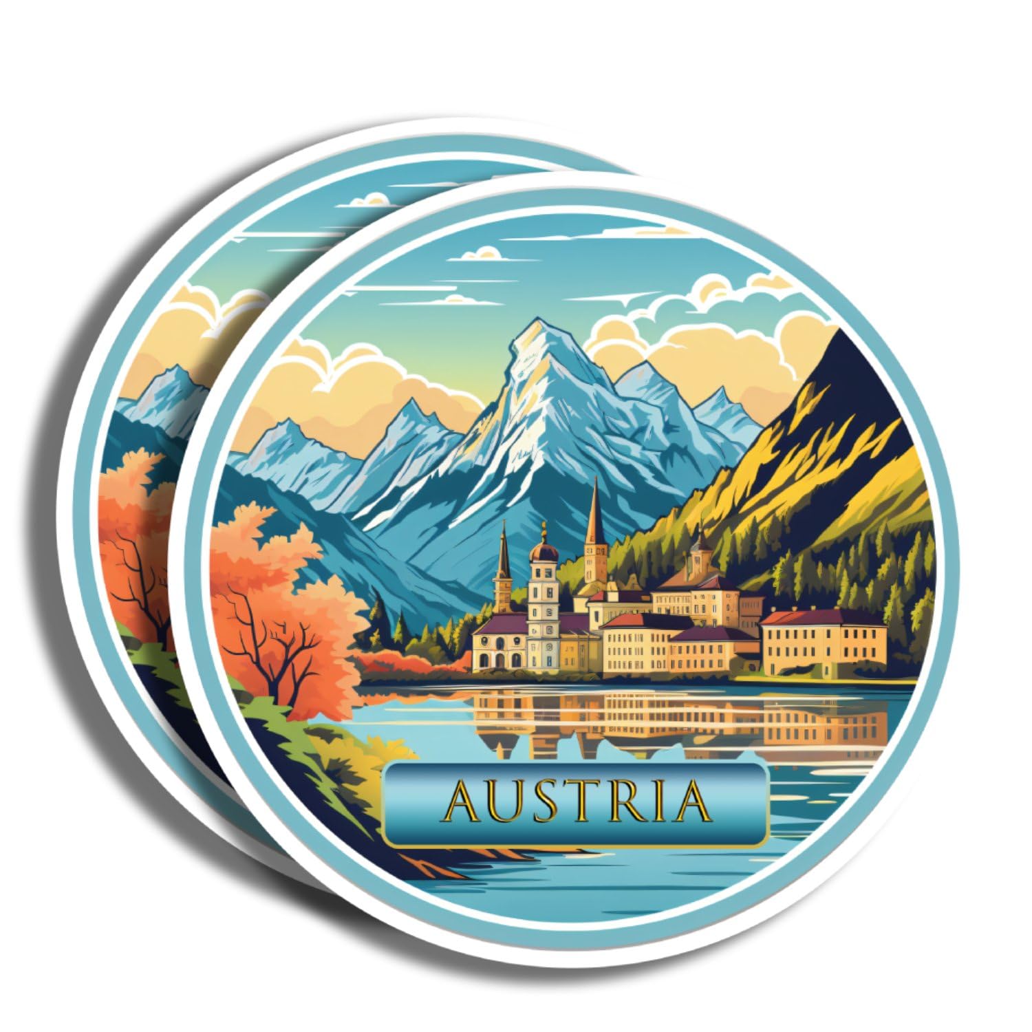 Austria Stickers - 5" Decal - Famous Landmarks - for Luggage, Laptop, Water Bottle, Car, Scrapbooking - Austria Souvenir - 130+ Options to Choose from - Latex Printed - Made in USA PLS398