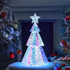 40'' Prismatic Iridescent DIY Multi-Color LED Folding Christmas Tree with Smart APP Control, LED Christmas Tree Music Sync for Indoor/Outdoor Holiday Decorations