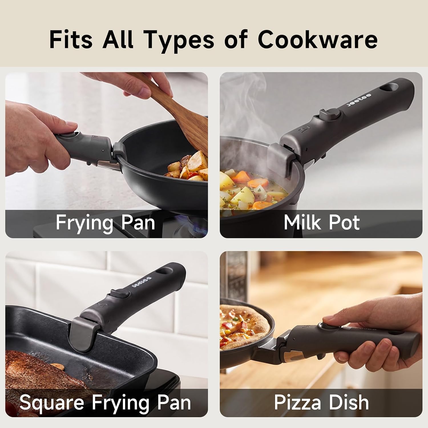 JEETEE Upgrade Detachable Handle for Pots and Pans with Removable Handles