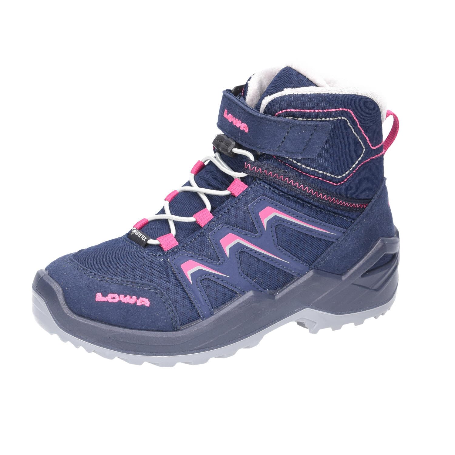 LOWA Maddox GTX Mid Junior Boots Medium, Navy pink, 7 Big Kid
