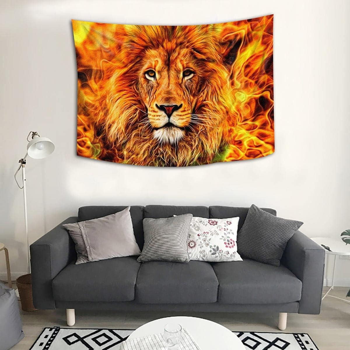 Rasta Lion Head Tapestry - 60x40in Lion of Judah Wall Art for Home Decor
