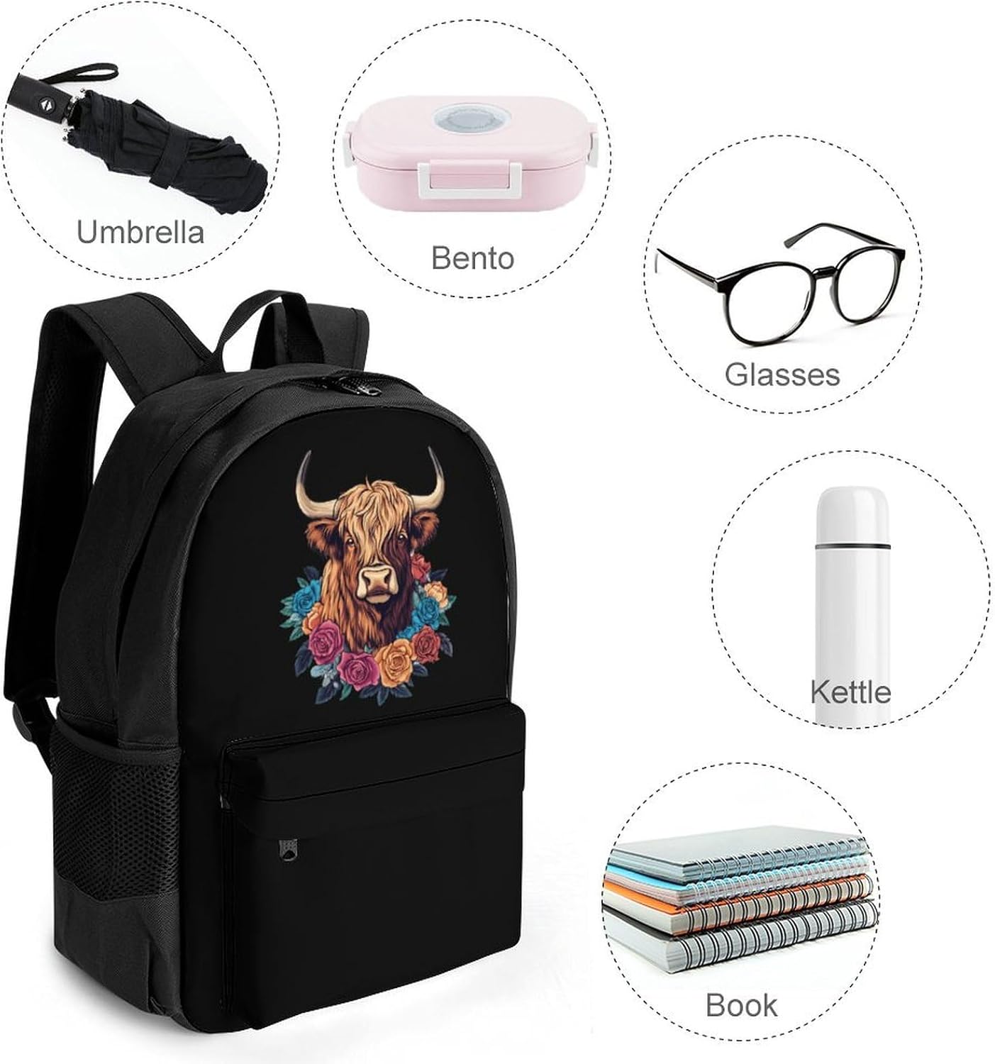 Highland Cow Laptop Backpack for Men Women Fashion Computer Bag Business Travel Daypack