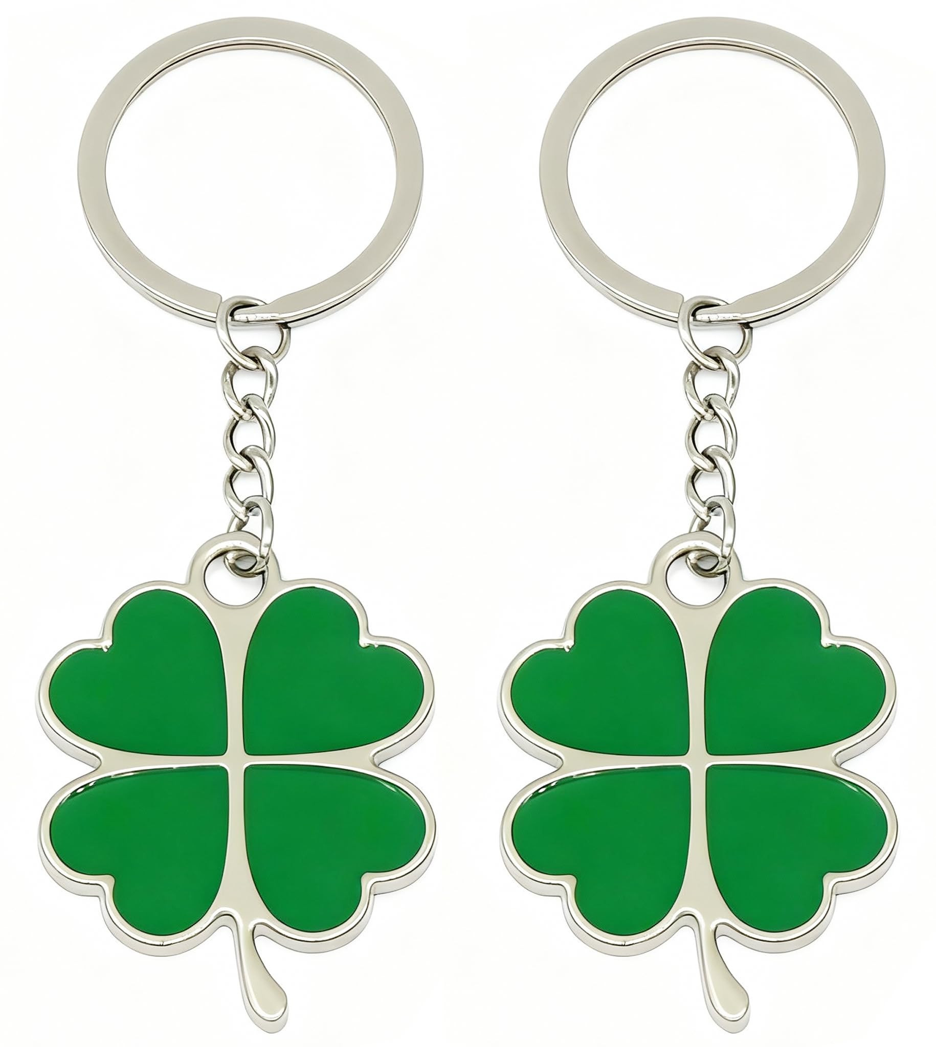 Moydolo 2Pcs Lucky Four Leaf Clover Keychain Charms Fortune Quadrifoglio Key Chain Ring Pendant Souvenir Gift