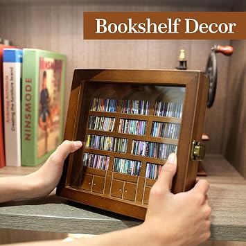 Anxiety Bookshelf Mini Books Display for Stress Relief and Fun Decor, Perfect Decorative Miniature Library for Book Lovers, Ideal for Home Decor, Office Decor, and Thoughtful Gift - Walnut