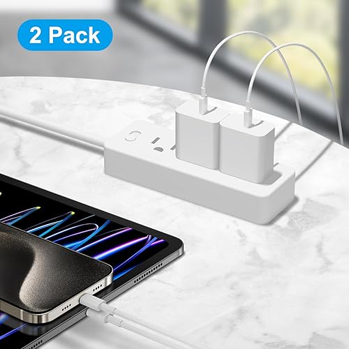 Miniatura 7 de Cargador para iPhone 15 de carga rápida, paquete de 2 bloques de carga de pared USB C de 20 W PD y cable tipo C a C de 10 pies para iPhone 1515